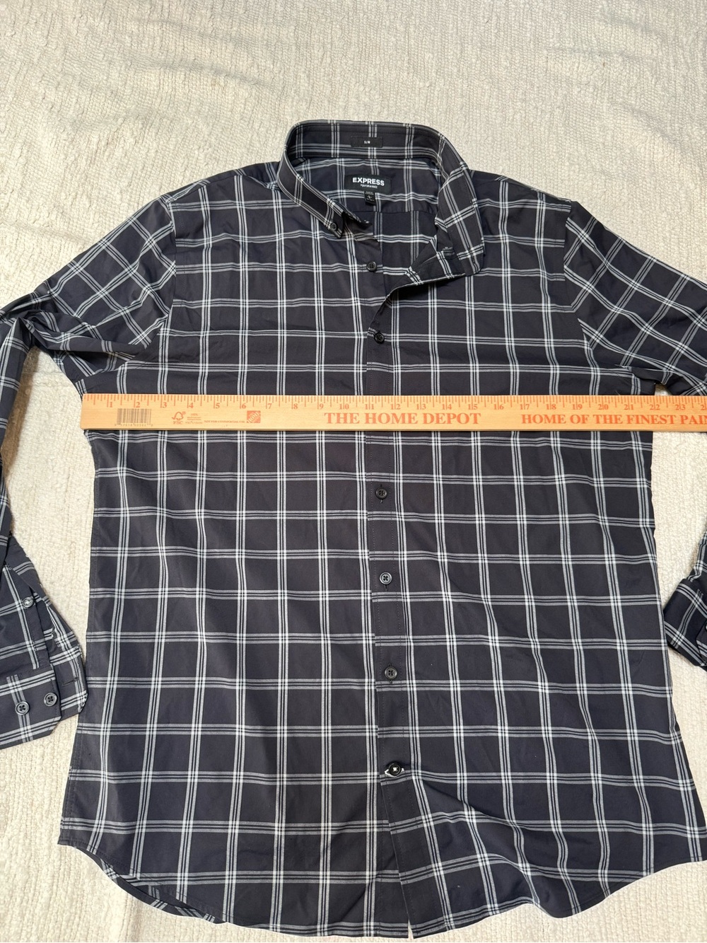 Express Performance Checkered Dress Shirt Slim Moisture Wicking Large - Picture 6 of 10